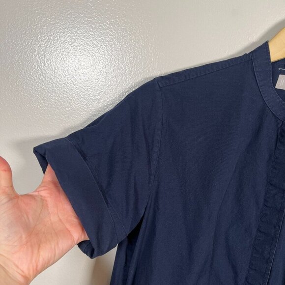 Everlane Shirt Dress Size 4 Navy Blue Cotton Band Collar Minimal Work Office - Picture 4 of 8